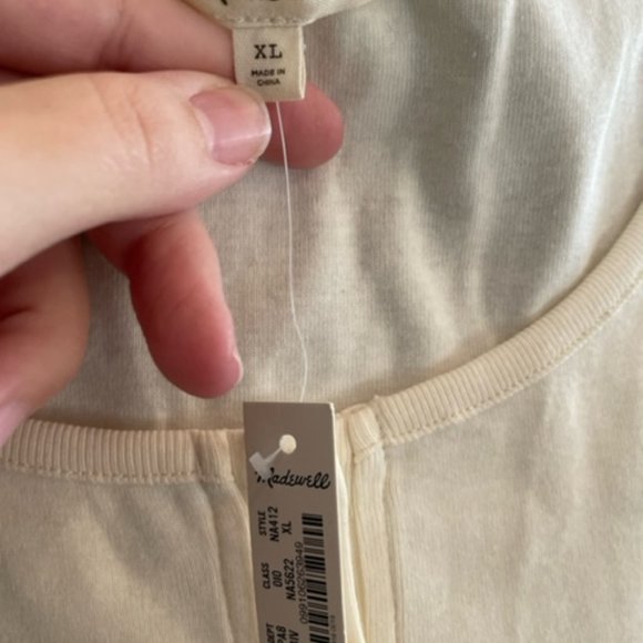 Madewell Eyelet-sleeve Henley Top Cream XL - Picture 4 of 4